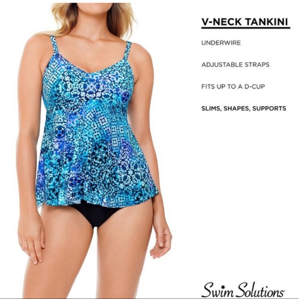 COPY - Swim Solutions SANTORINI V Neck Tankini Top